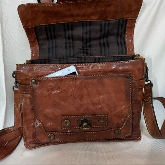 Frye Rich Brown Leather Messenger / Satchel Bag - Picture 2 of 8